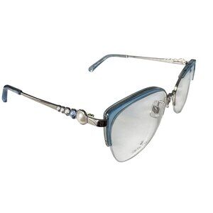 Swarovski SK5307 Eyeglass Frame Only 55-17-140 Blue Metal Semi-Rimless Gemstones